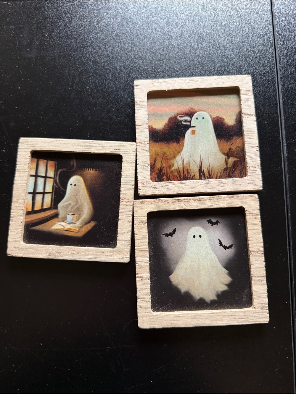 3 Target Bullseye Playground Mini Magnet Art Ghost Reading Drinking Coffee Set
